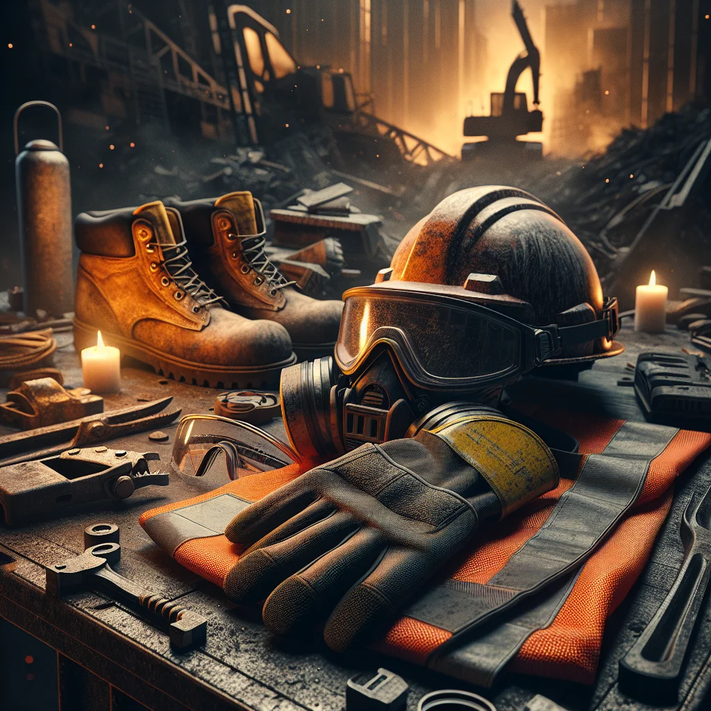 Gut renovation - Demolition safety equipment laid out β hard hat, safety glasses,