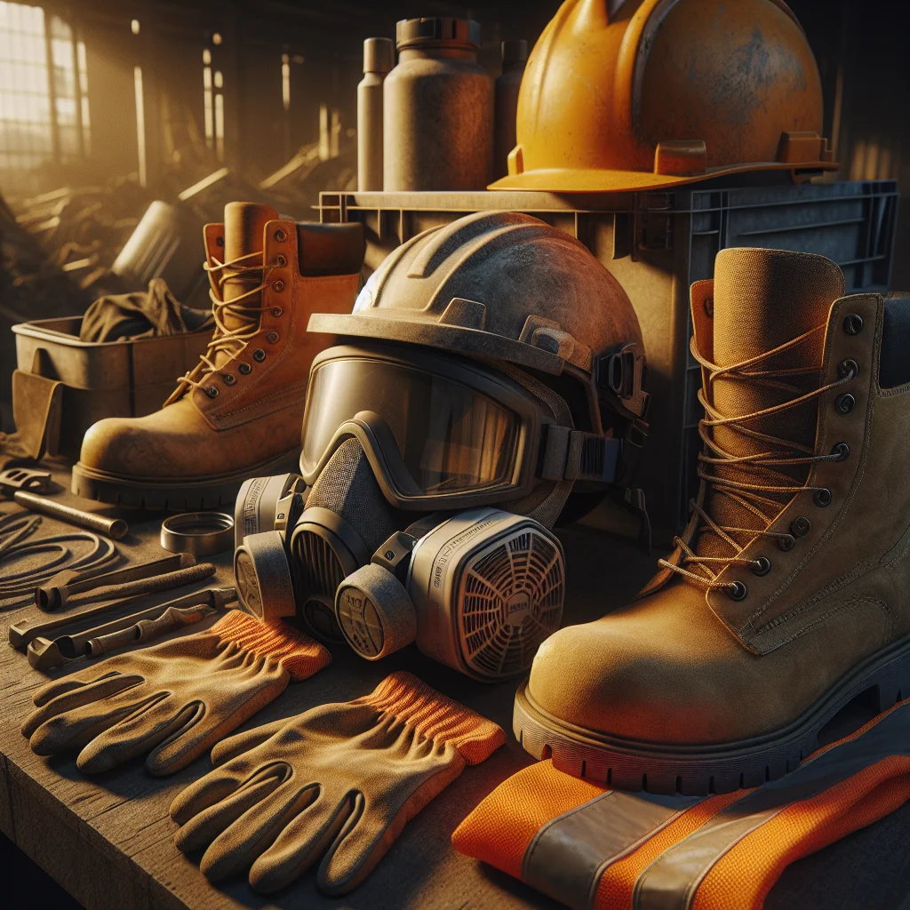 Kitchen demolition costs - Demolition safety equipment laid out β hard hat, safety glasses,