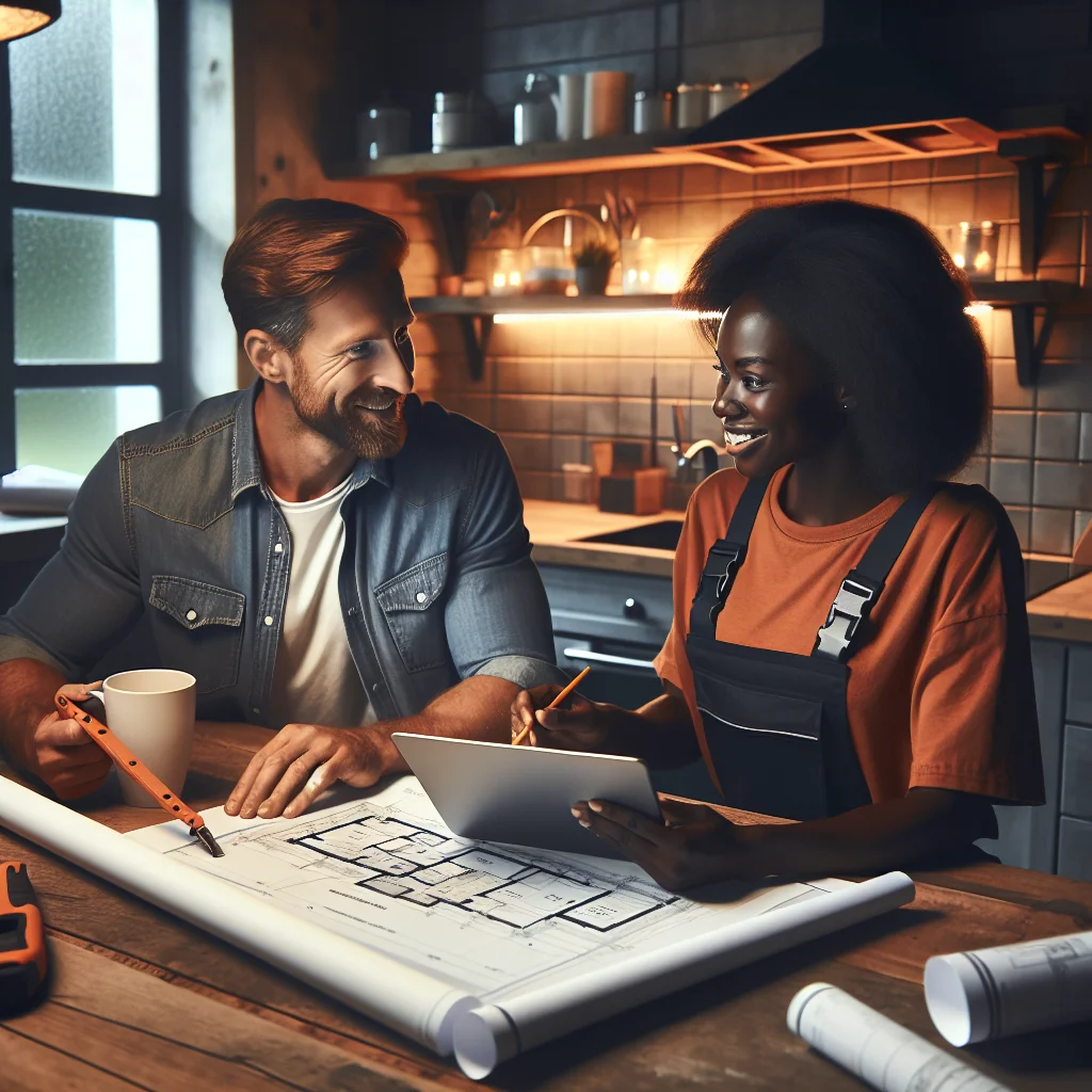 Bathroom demolition mistakes - Homeowner and demolition contractor reviewing project plans together at a