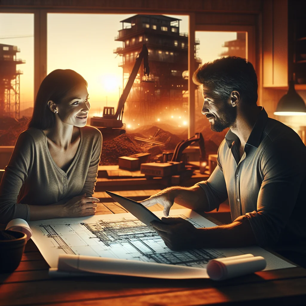 Asbestos risks bathroom tearouts - Homeowner and demolition contractor reviewing project plans together at a