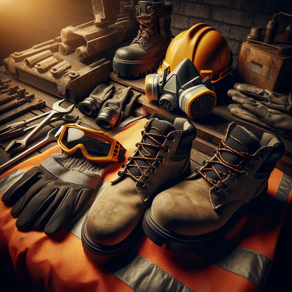 Demolition safety - Demolition safety equipment laid out β hard hat, safety glasses,