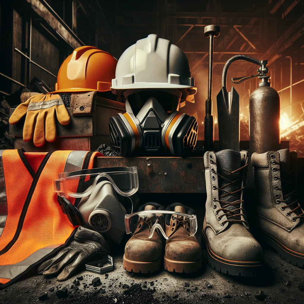 Gut renovation - Demolition safety equipment laid out β hard hat, safety glasses,